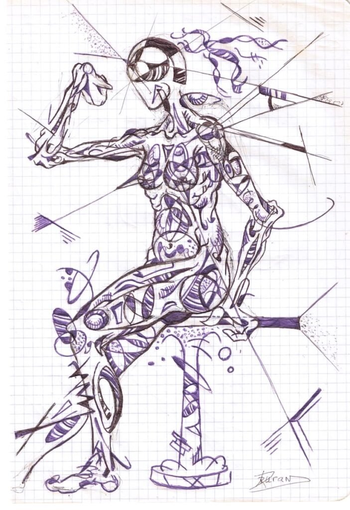 Boceto número 11 en estilo realismo abstracto de una figura humana, por Ricardo Durán
