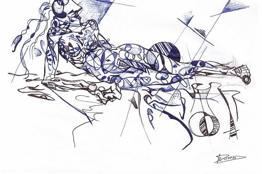 Boceto número 13 en estilo realismo abstracto de una figura humana, por Ricardo Durán