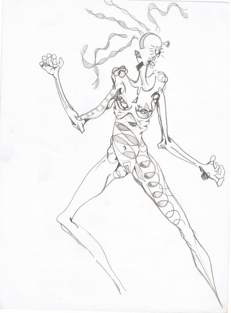 Boceto número 18 en estilo realismo abstracto de una figura humana, por Ricardo Durán