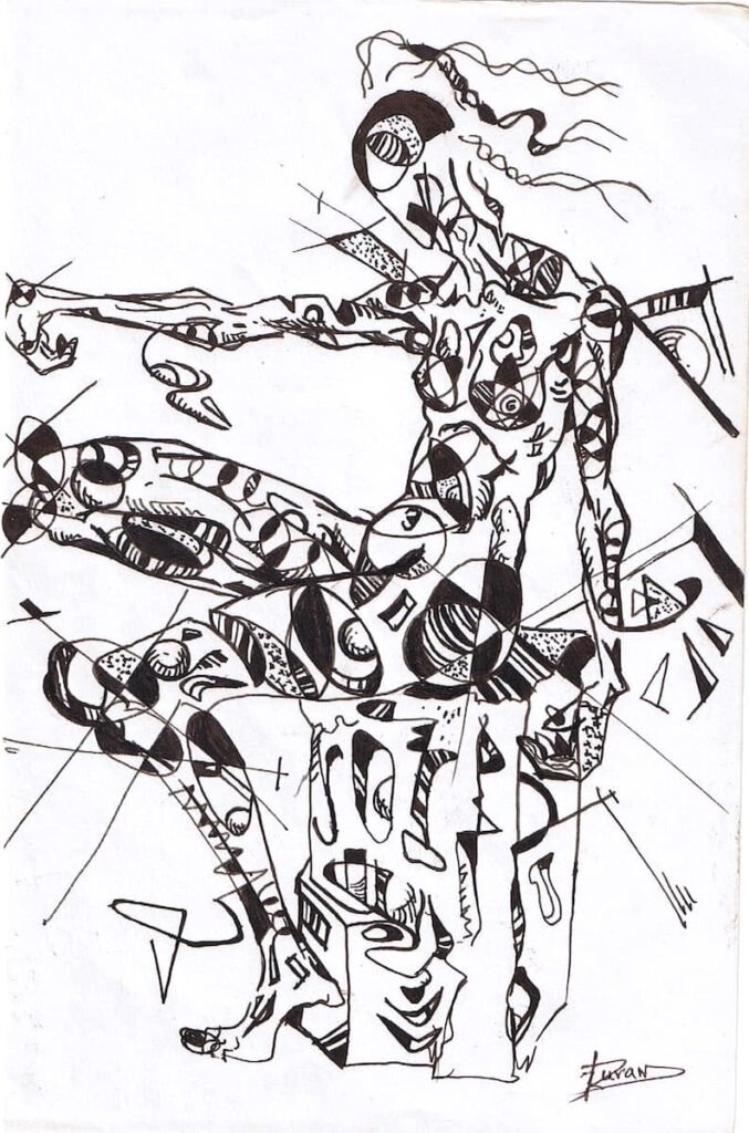 Boceto número 19 en estilo realismo abstracto de una figura humana, por Ricardo Durán