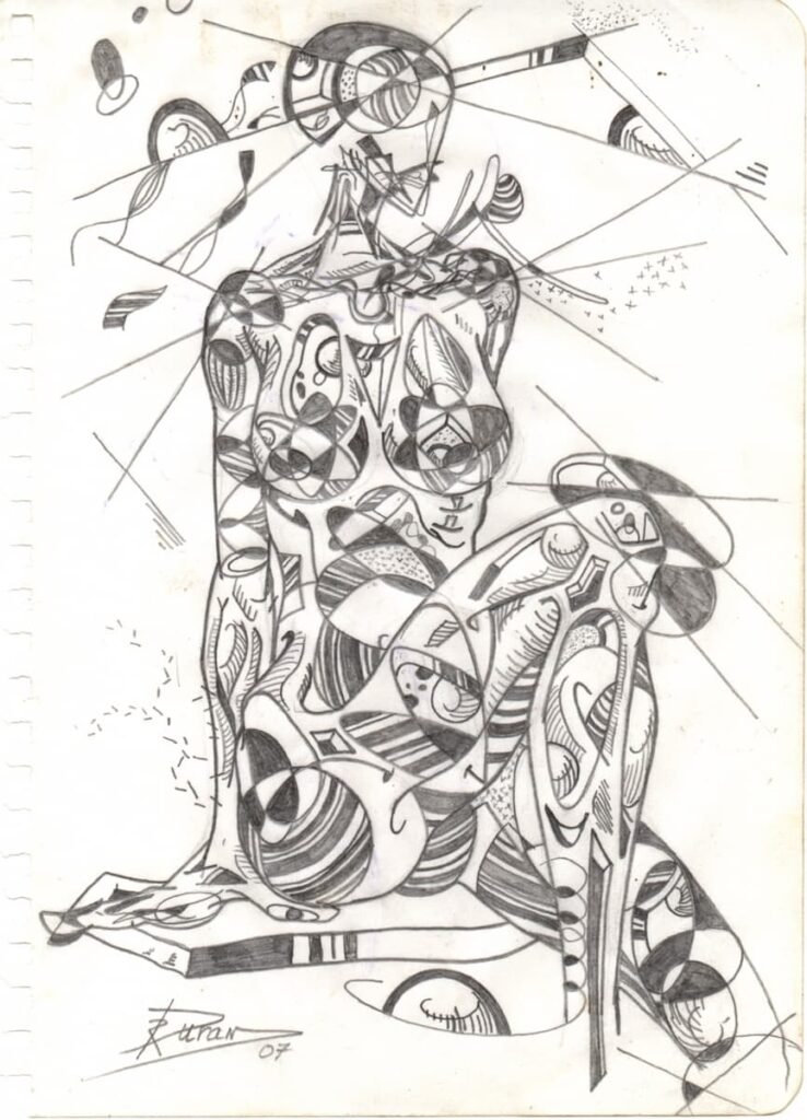 Boceto número 20 en estilo realismo abstracto de una figura humana, por Ricardo Durán