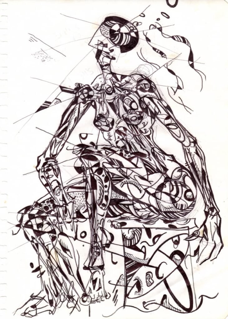 Boceto número 22 en estilo realismo abstracto de una figura humana, por Ricardo Durán