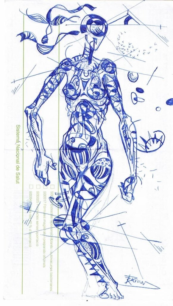 Boceto número 23 en estilo realismo abstracto de una figura humana, por Ricardo Durán