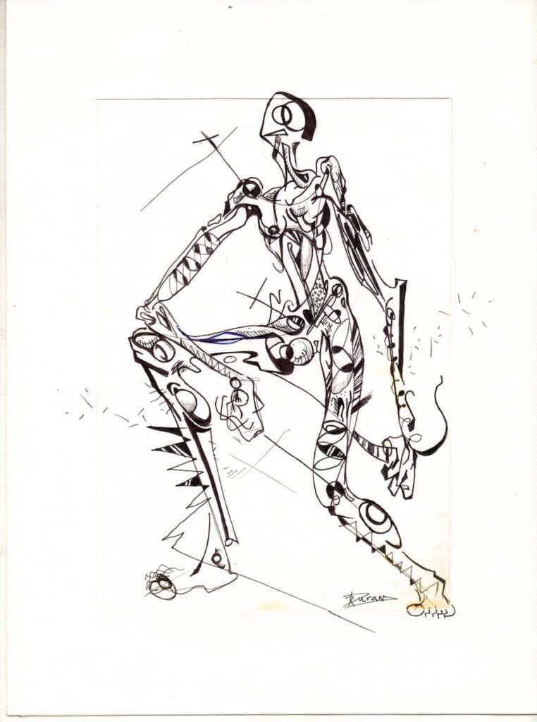 Boceto número 6 en estilo realismo abstracto de una figura humana, por Ricardo Durán