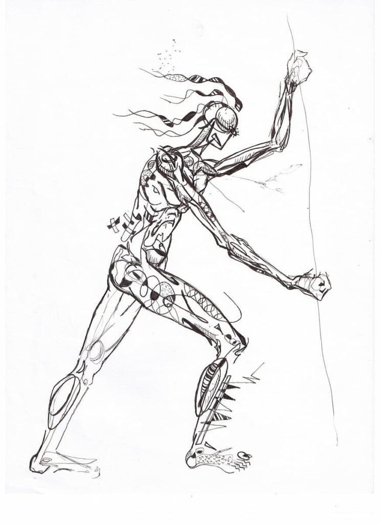 Boceto número 7 en estilo realismo abstracto de una figura humana, por Ricardo Durán