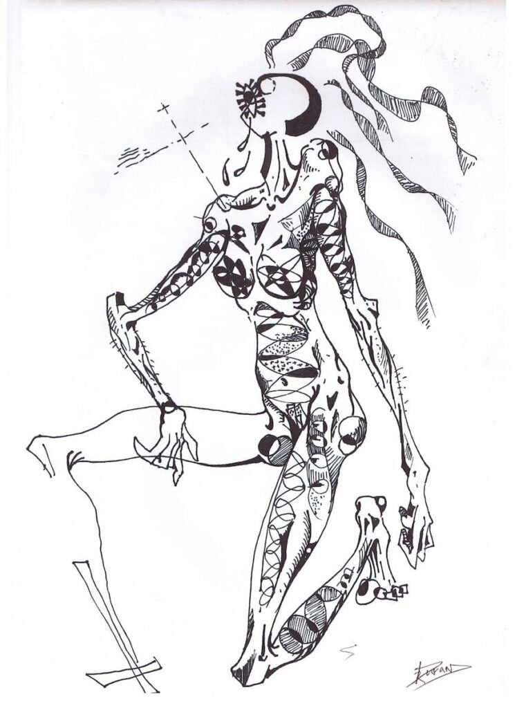 Boceto número 9 en estilo realismo abstracto de una figura humana, por Ricardo Durán